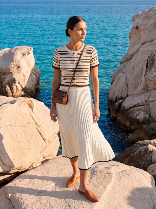 Alice | Abbigliamento Donna, Top a Maglia con Strisce e Pompon Old Money