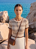 Top a Maglia con Strisce e Pompon Old Money