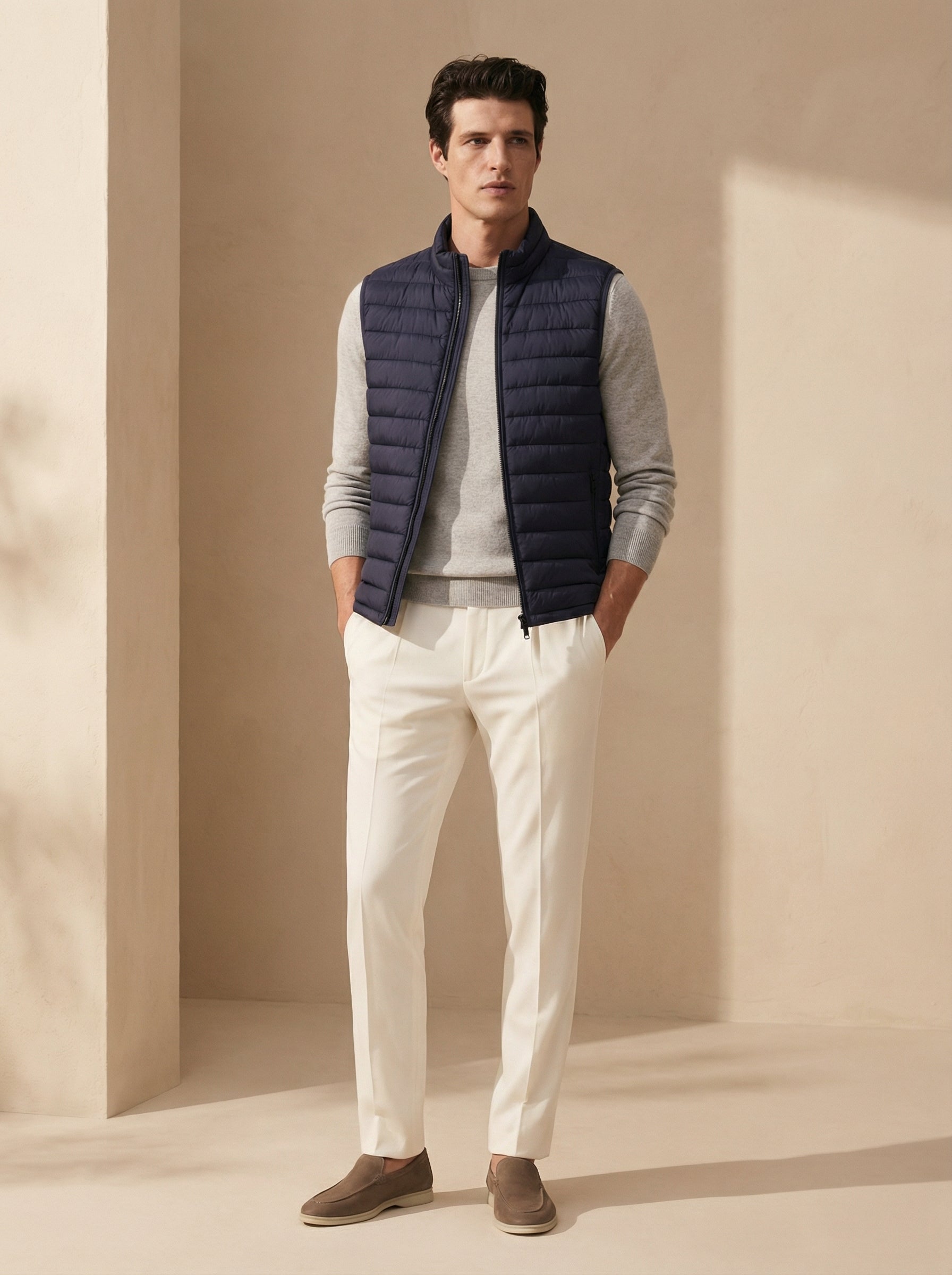 Mouwloos vest met rits Quiet Luxury