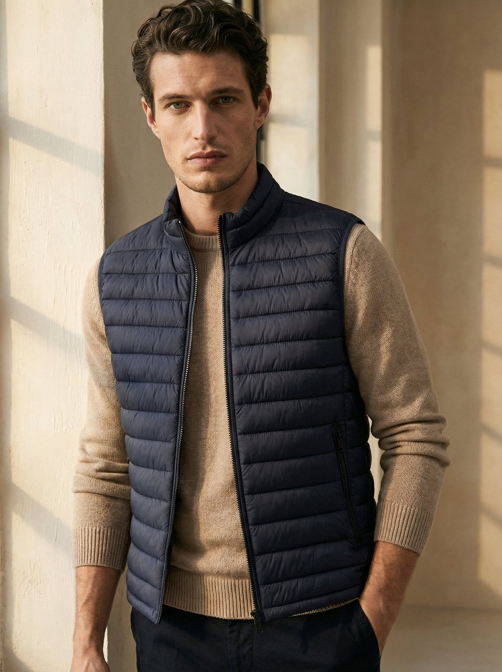 Mouwloos vest met rits Quiet Luxury