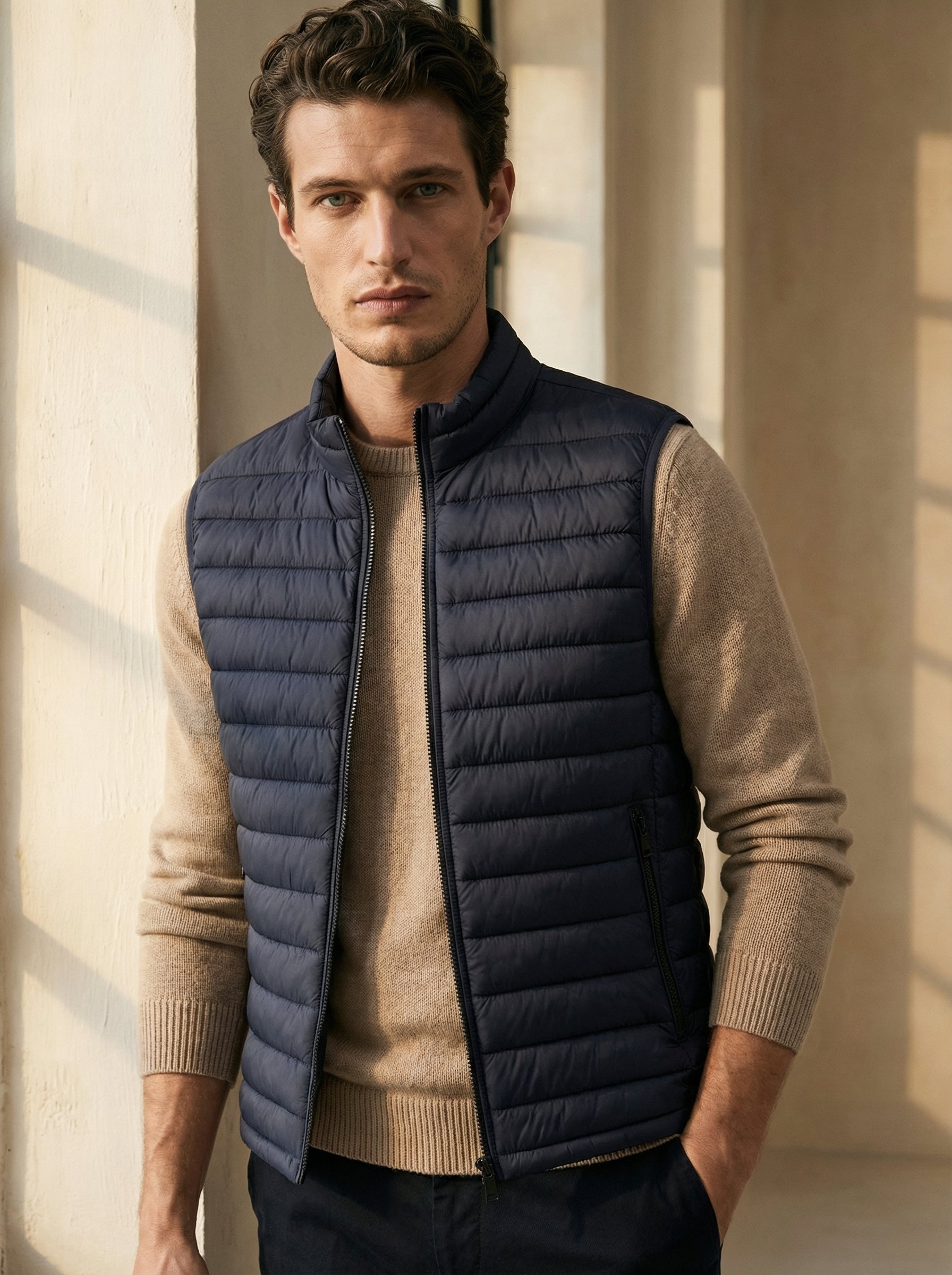 Mouwloos vest met rits Quiet Luxury