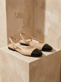 Schoenen met Bandje, Lage Contrasterende Hak en Old Money-stijl