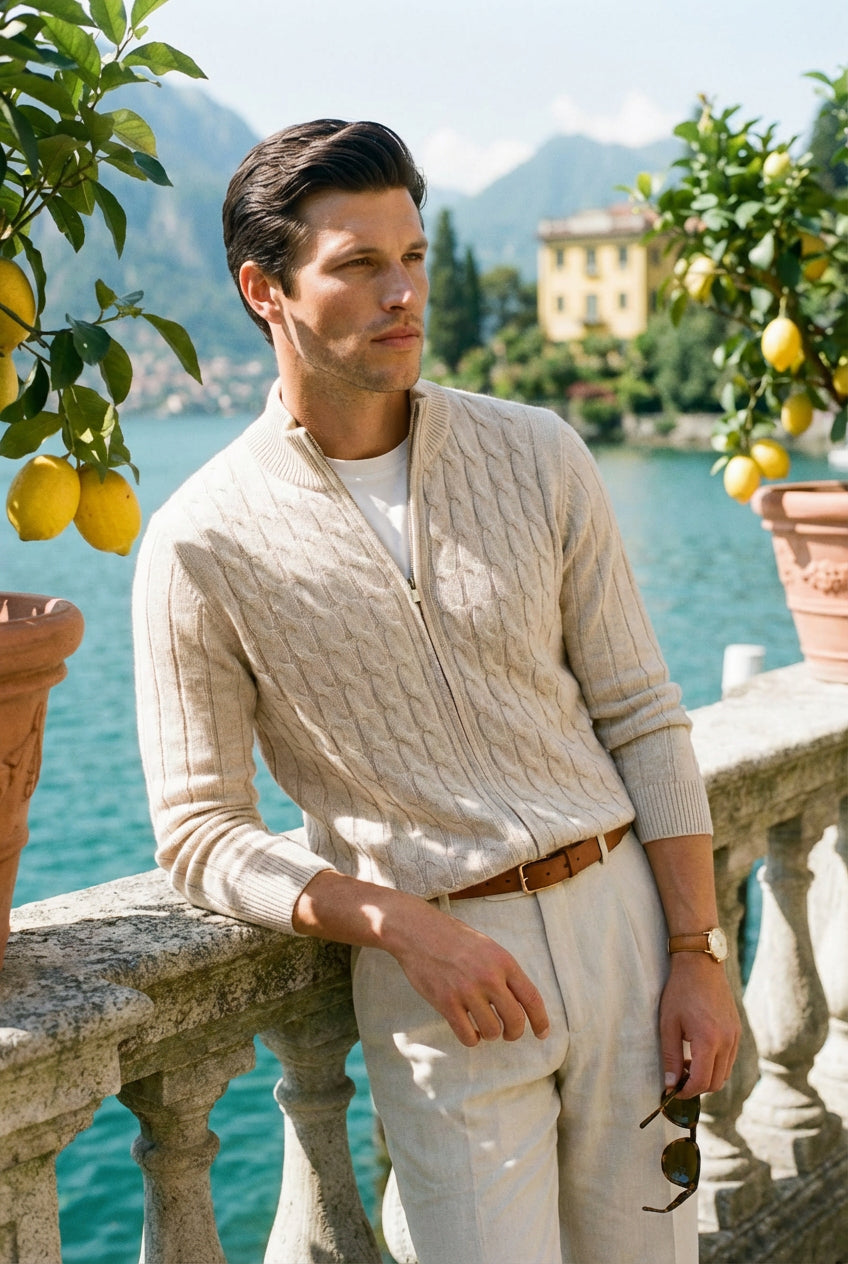 Cardigan Slim Fit a Trecce Old Money