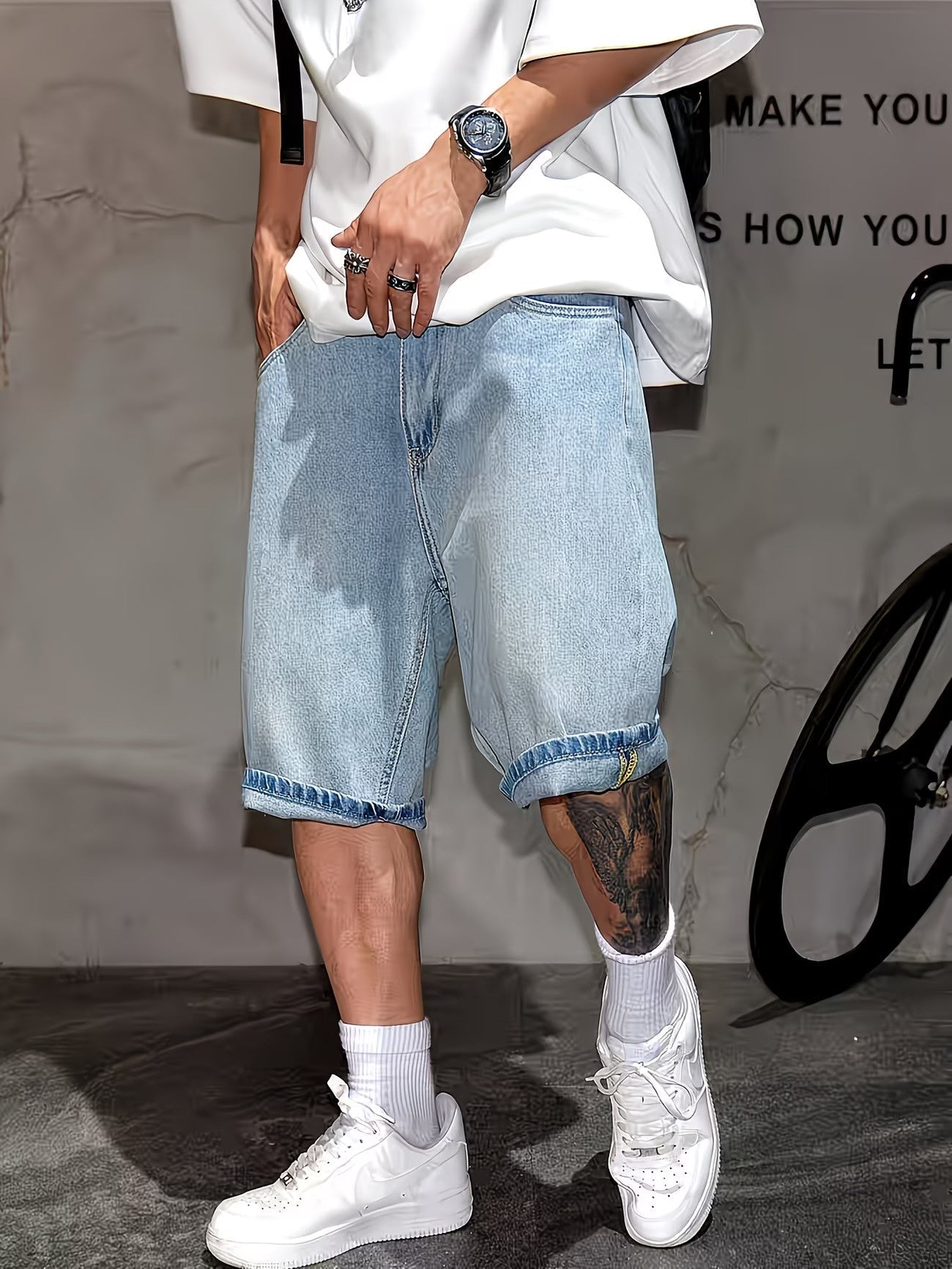 Shorts a Gamba Larga Lunghezza al Ginocchio vista posteriore