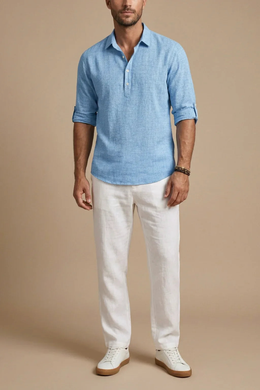 Camicia a Maniche Lunghe con Collo a Bottoni dettaglio collo