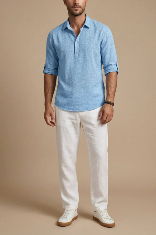 Camicia a Maniche Lunghe con Collo a Bottoni dettaglio collo