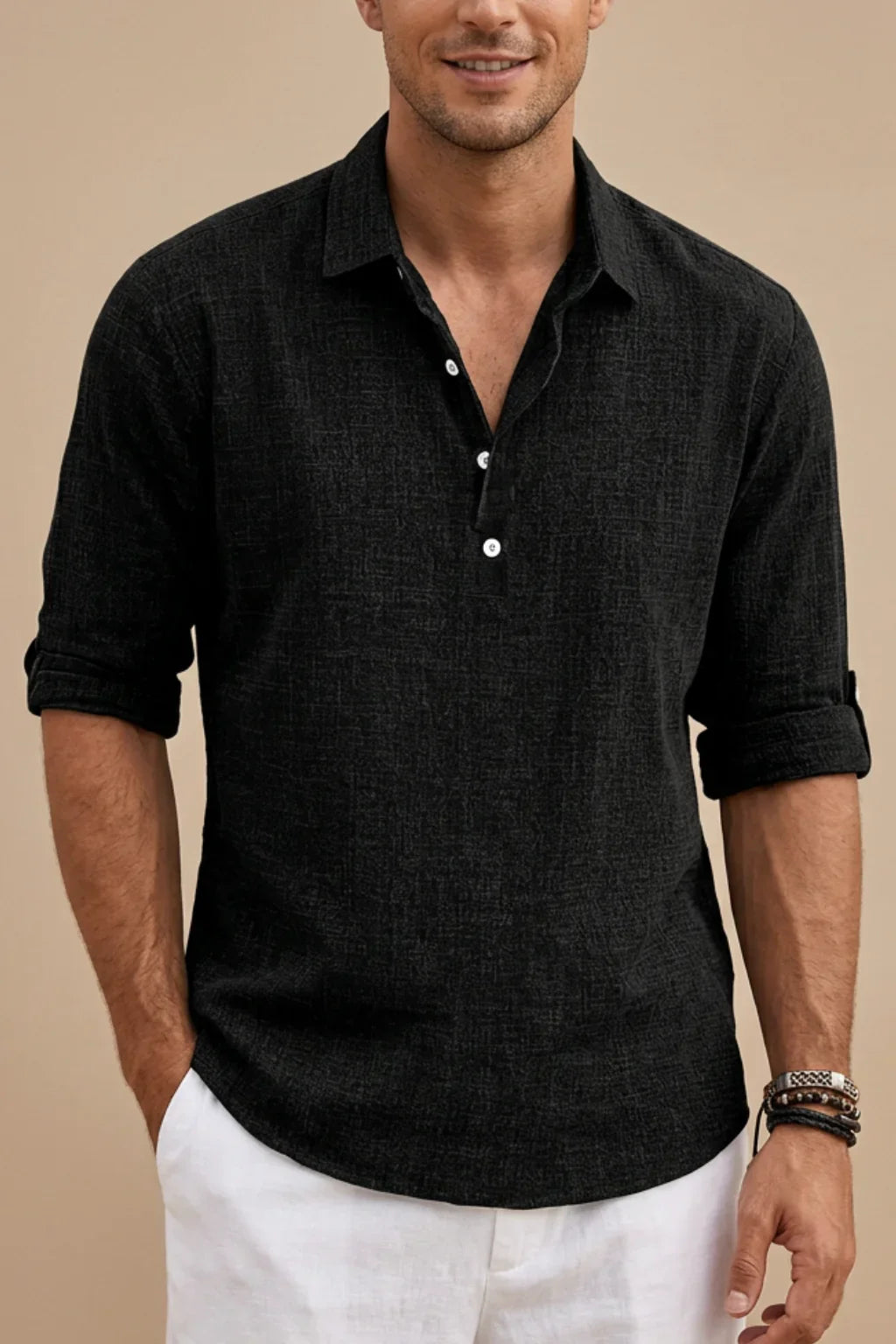 Camicia a Maniche Lunghe con Collo a Bottoni vista posteriore