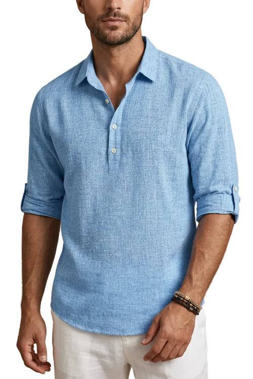 Camicia a Maniche Lunghe con Collo a Bottoni vista frontale