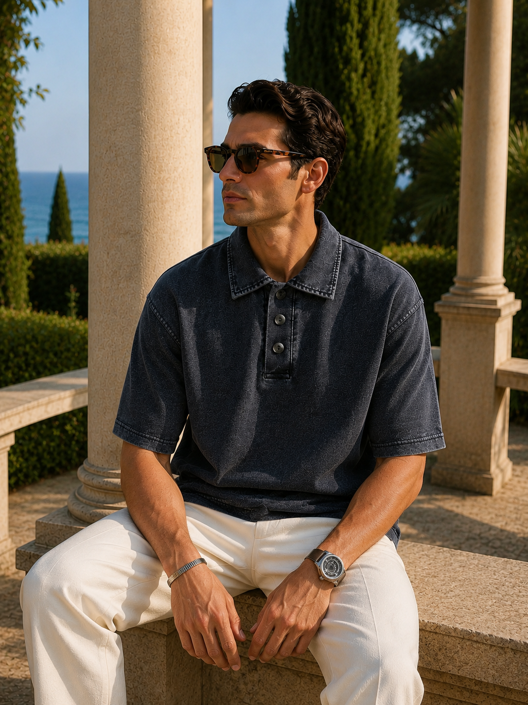 Poloshirt met verlaagde schoudernaden