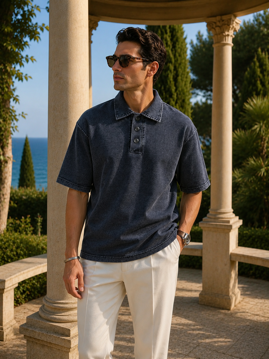 Poloshirt met verlaagde schoudernaden