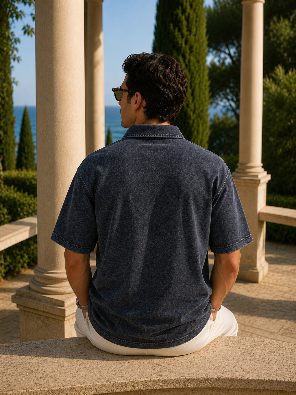 Poloshirt met verlaagde schoudernaden
