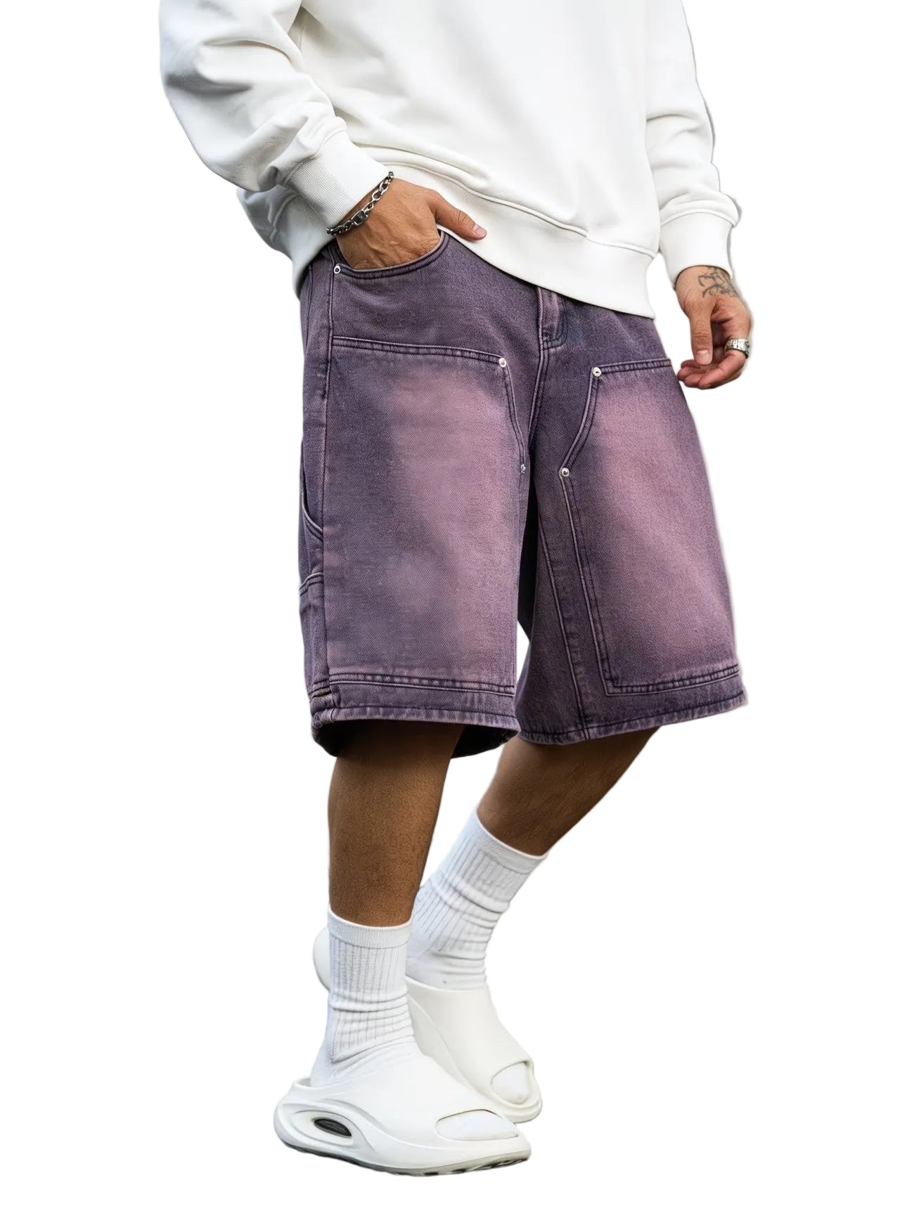 Shorts Multi-Tasche con Finitura Sfumata vista frontale