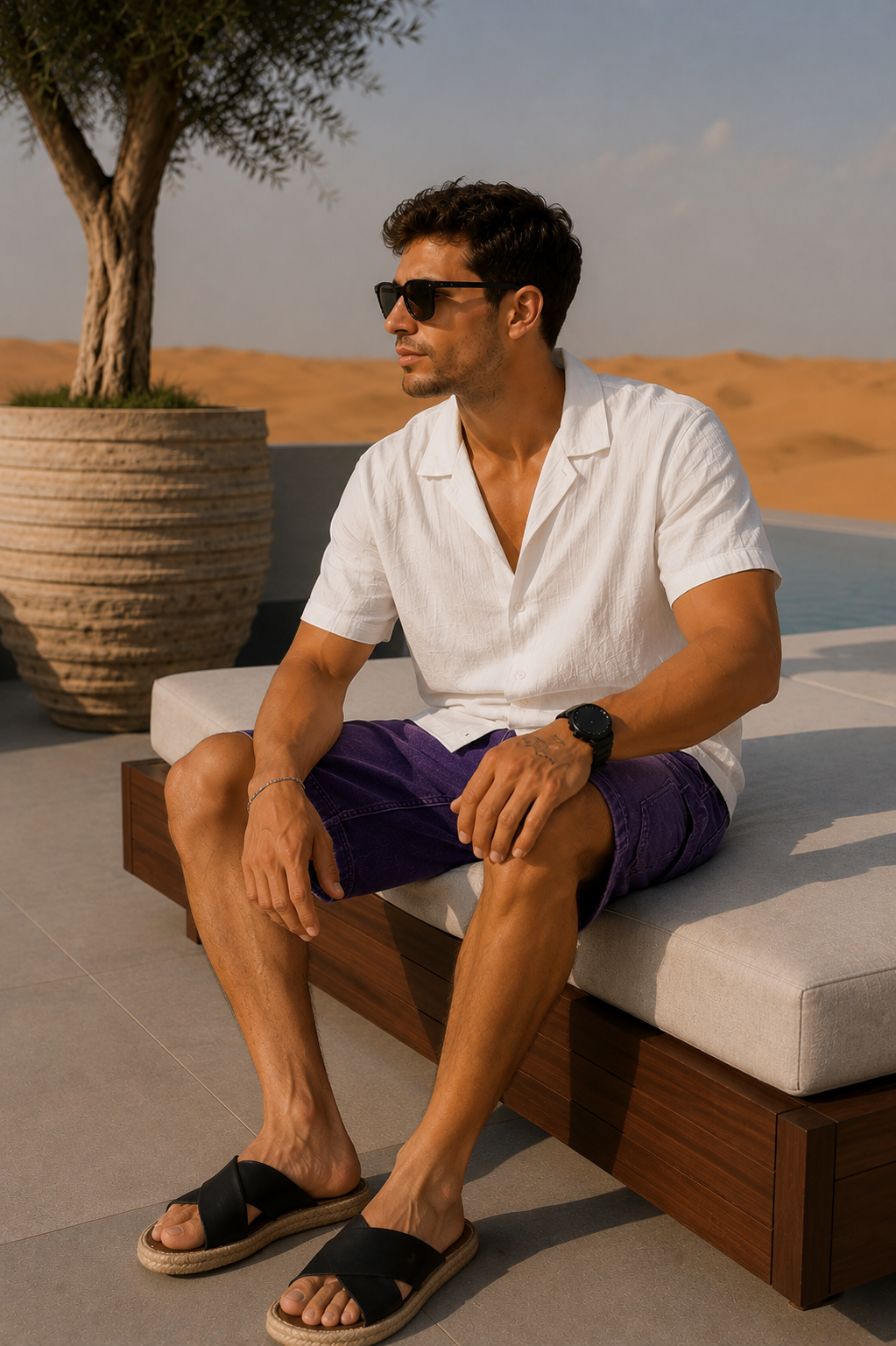 Multi-pocket shorts met ombré-afwerking
