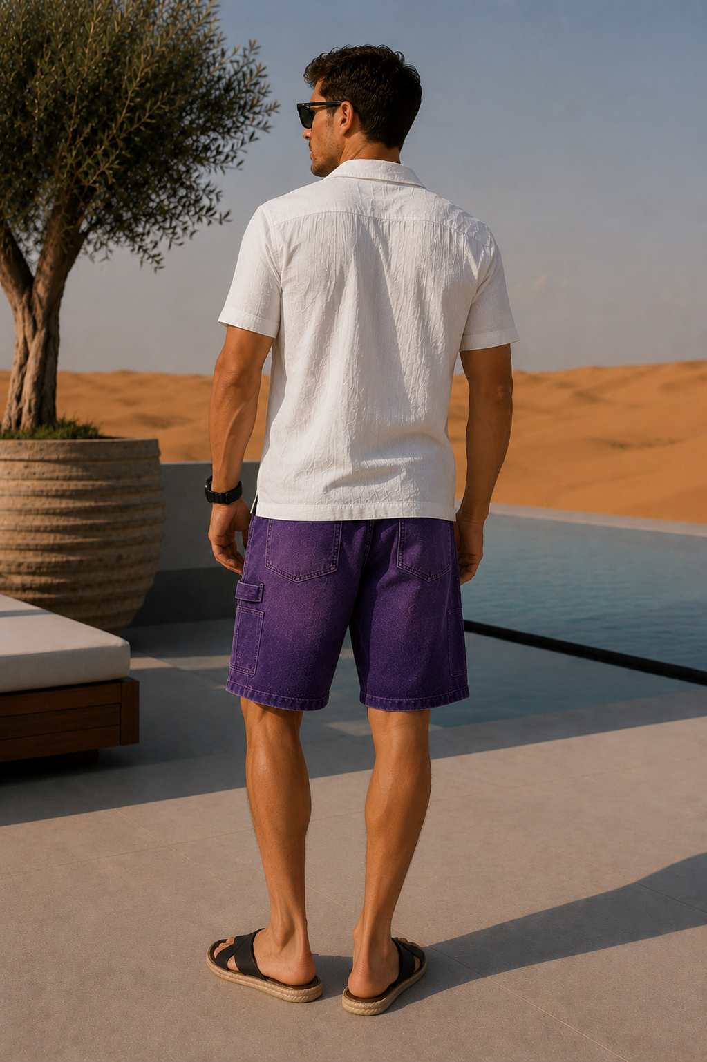 Multi-pocket shorts met ombré-afwerking