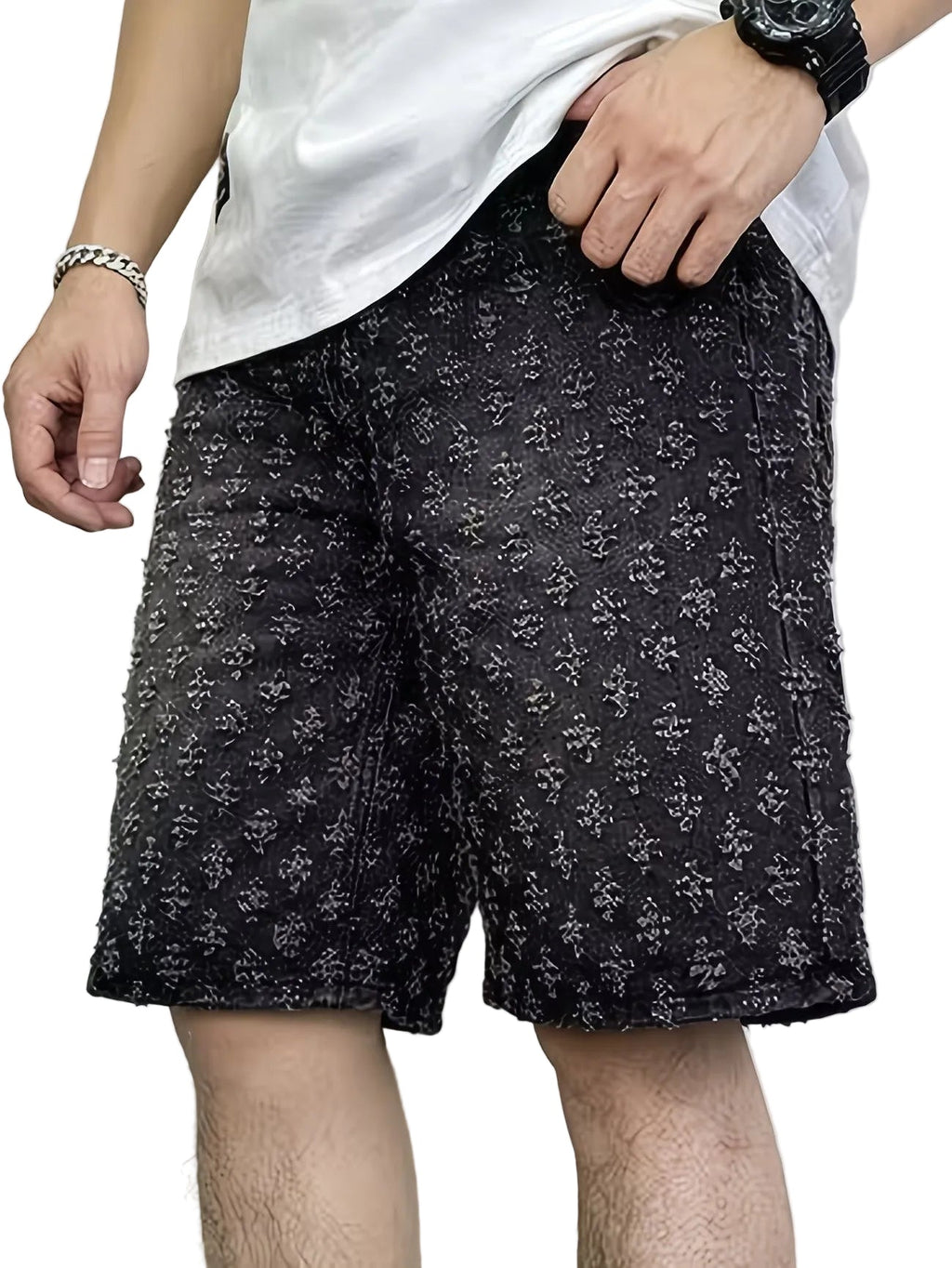 Shorts a Gamba Dritta con Motivo Testurizzato vista frontale