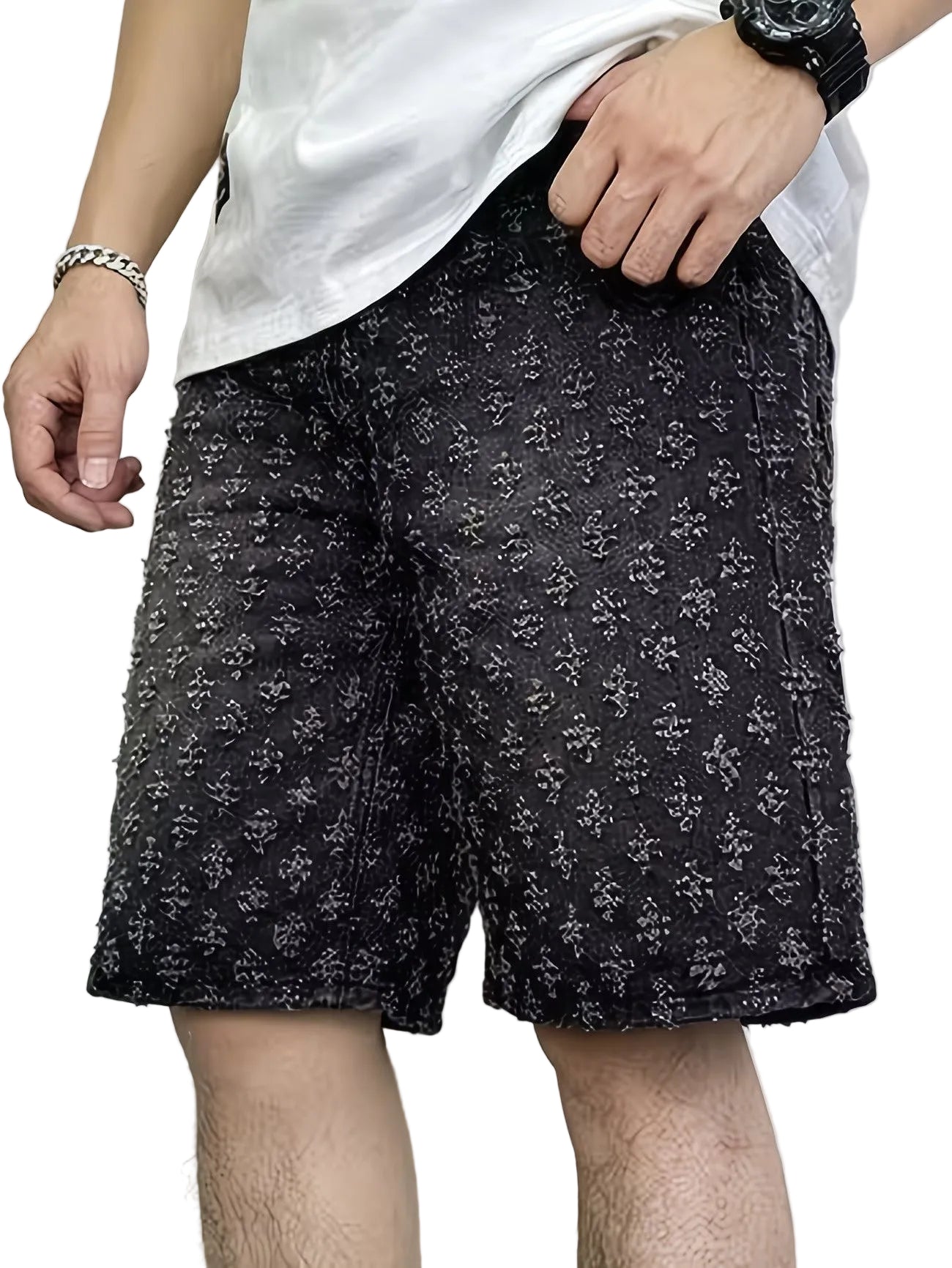 Shorts a Gamba Dritta con Motivo Testurizzato vista frontale