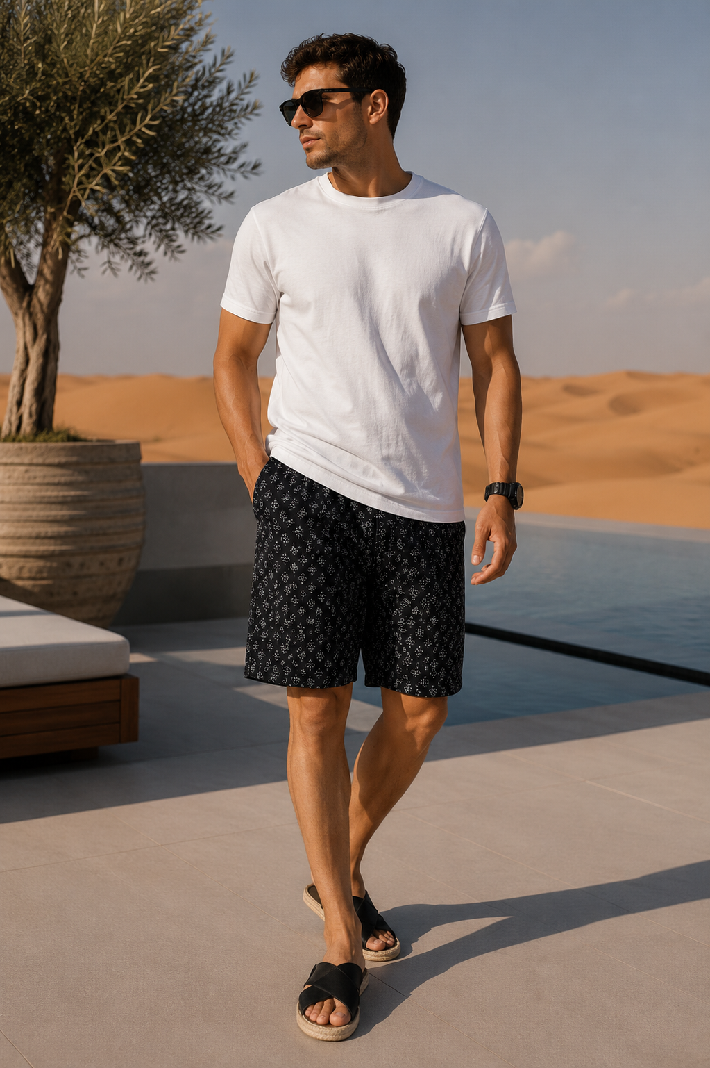 Shorts met rechte pijpen en textuurpatroon