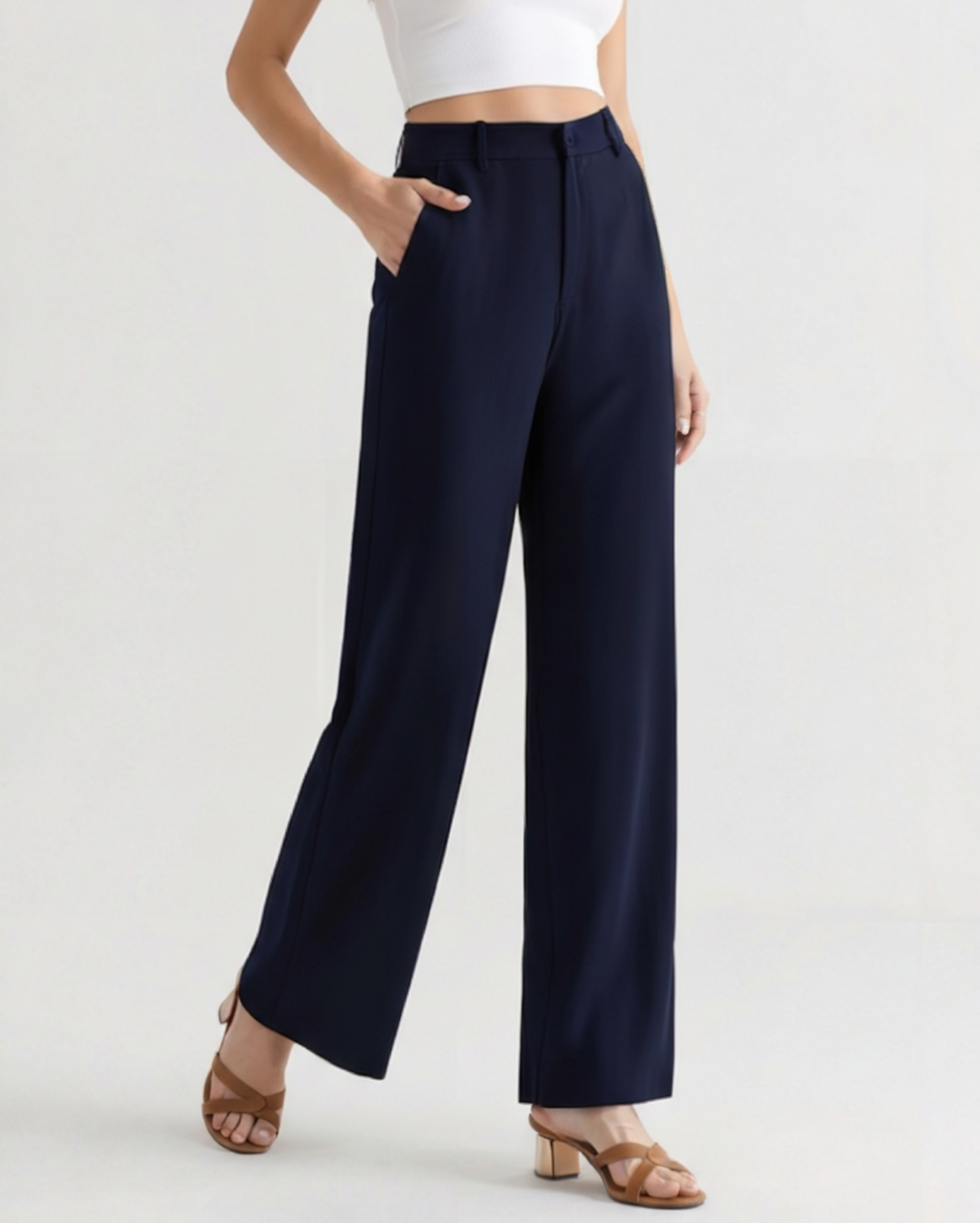 Valentina | Pantaloni Donna a Gamba Larga, Pantaloni Sartoriali a Vita Alta Old Money